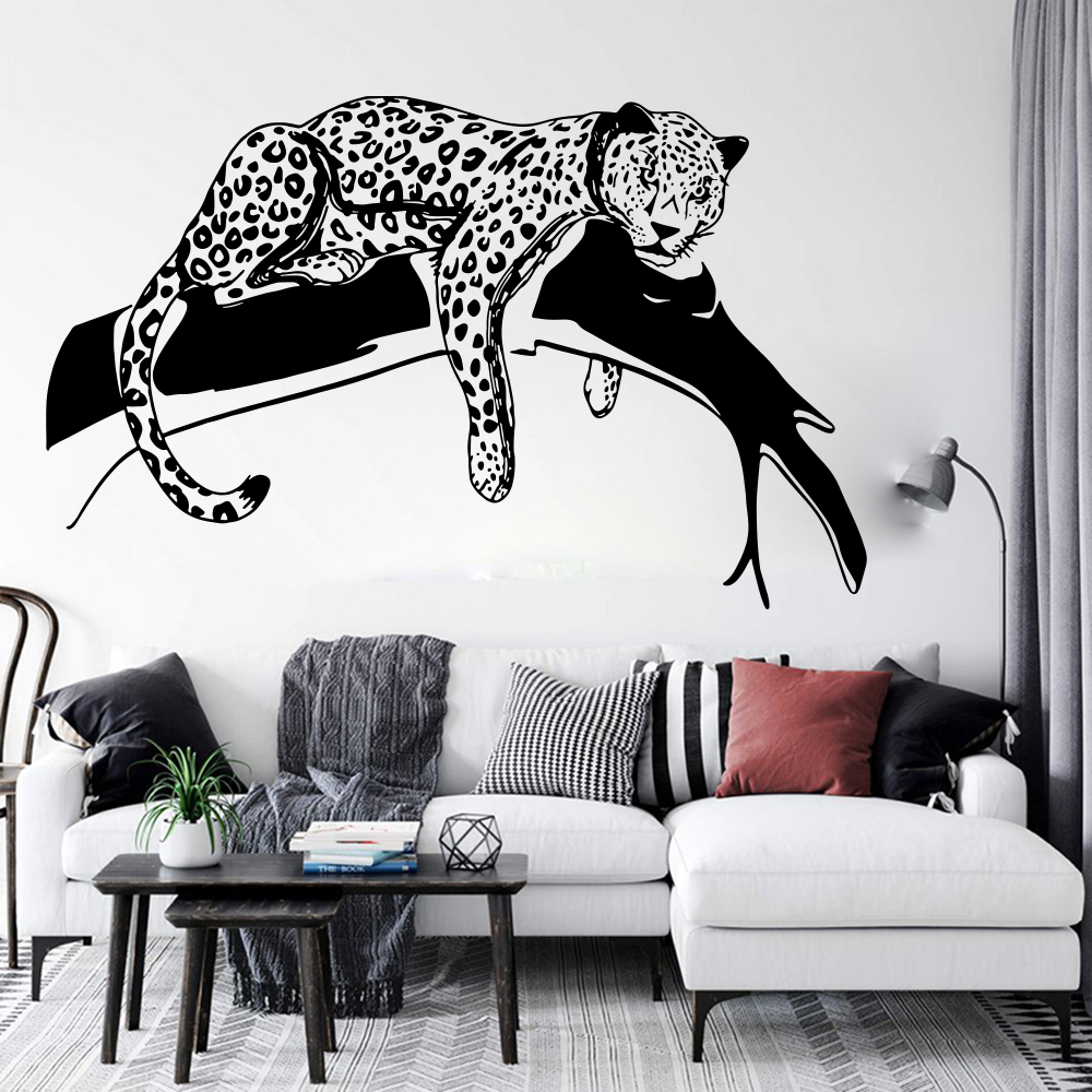 Home Decor Vinyl Flooring - Karikatür Leopar Bir Ağacı Duvar Sticker
