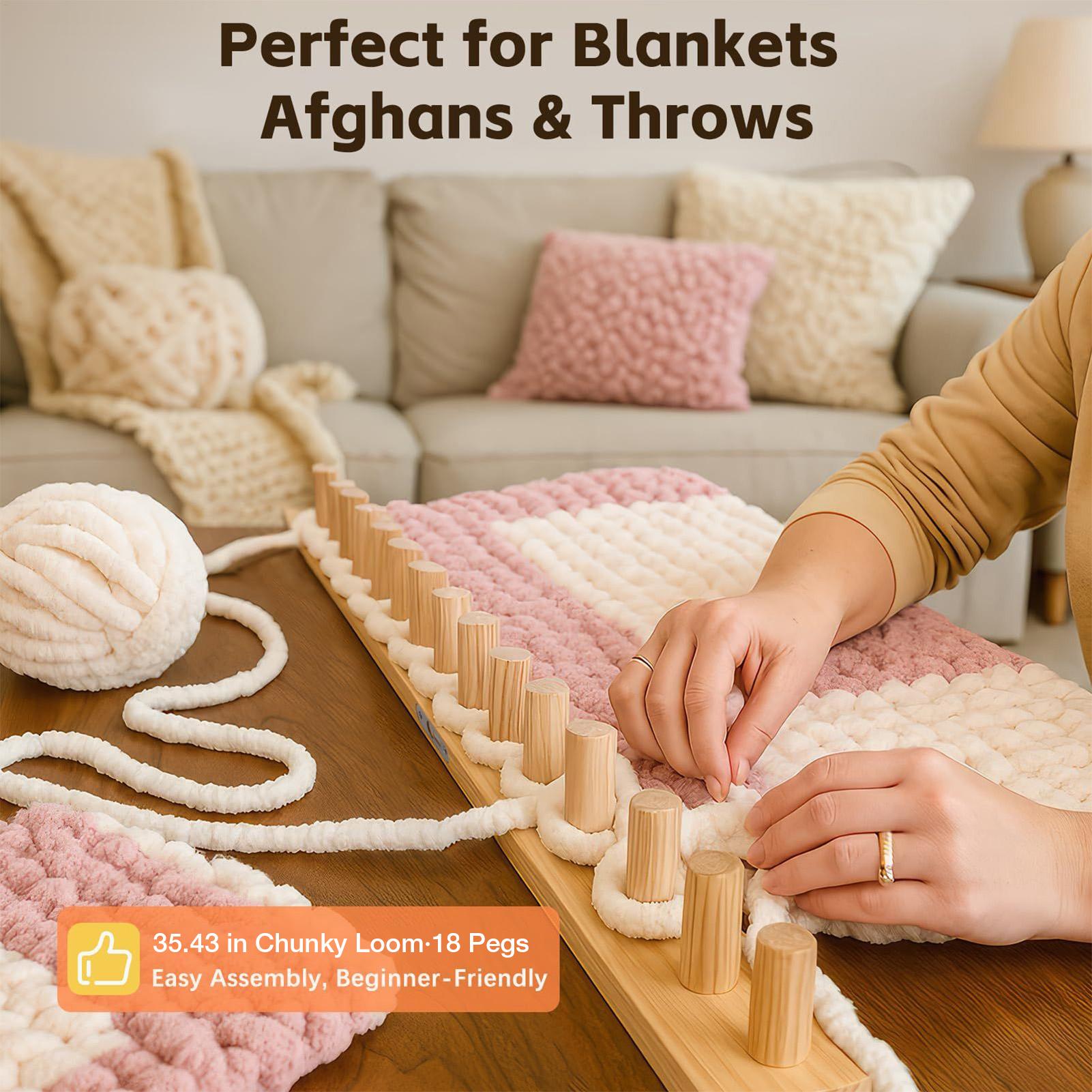 Yarn Home Decor - 35 İnç Ahşap Kalın İplik Tezgahı,