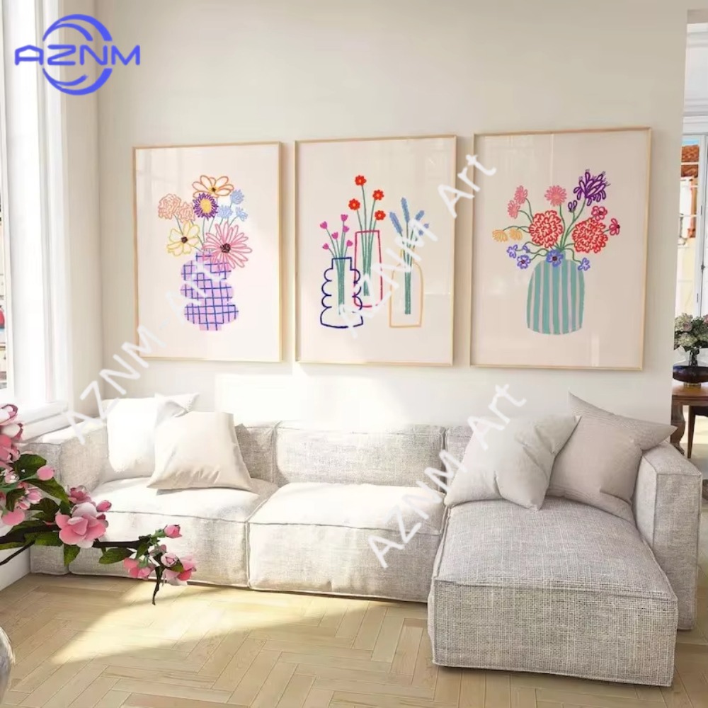 Home Decor Vase - 1/3 adet Soyut Çiçek Vazo Pastel