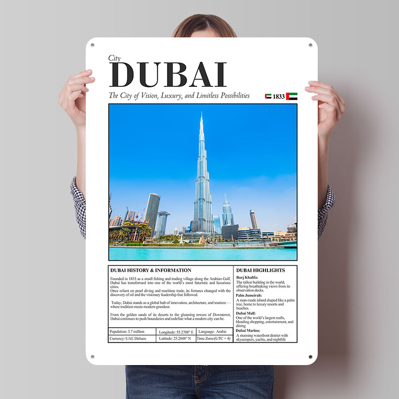 Home Decor Dubai - Dubai Şehir Manzarası Seyahat Baskılı Poster