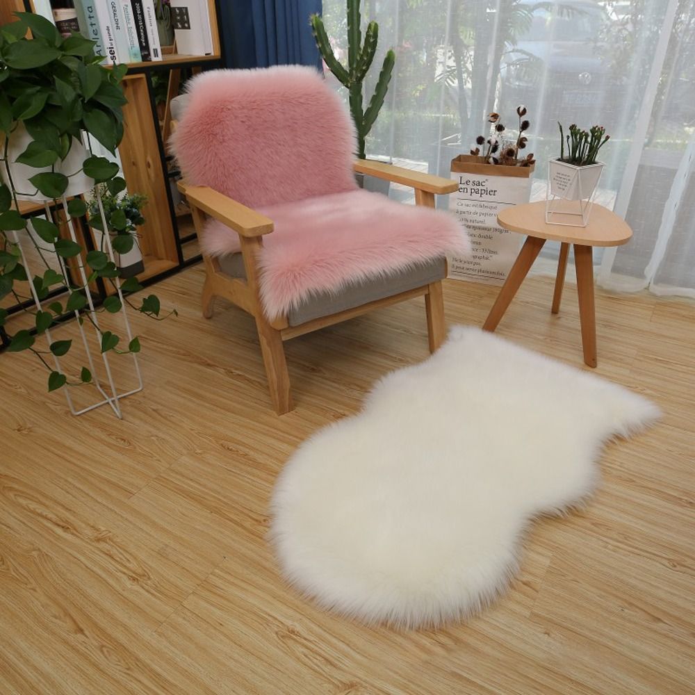 Cowhide Rug Faux - İmitasyon Yün Kaymaz Tüylü Yumuşak Halı
