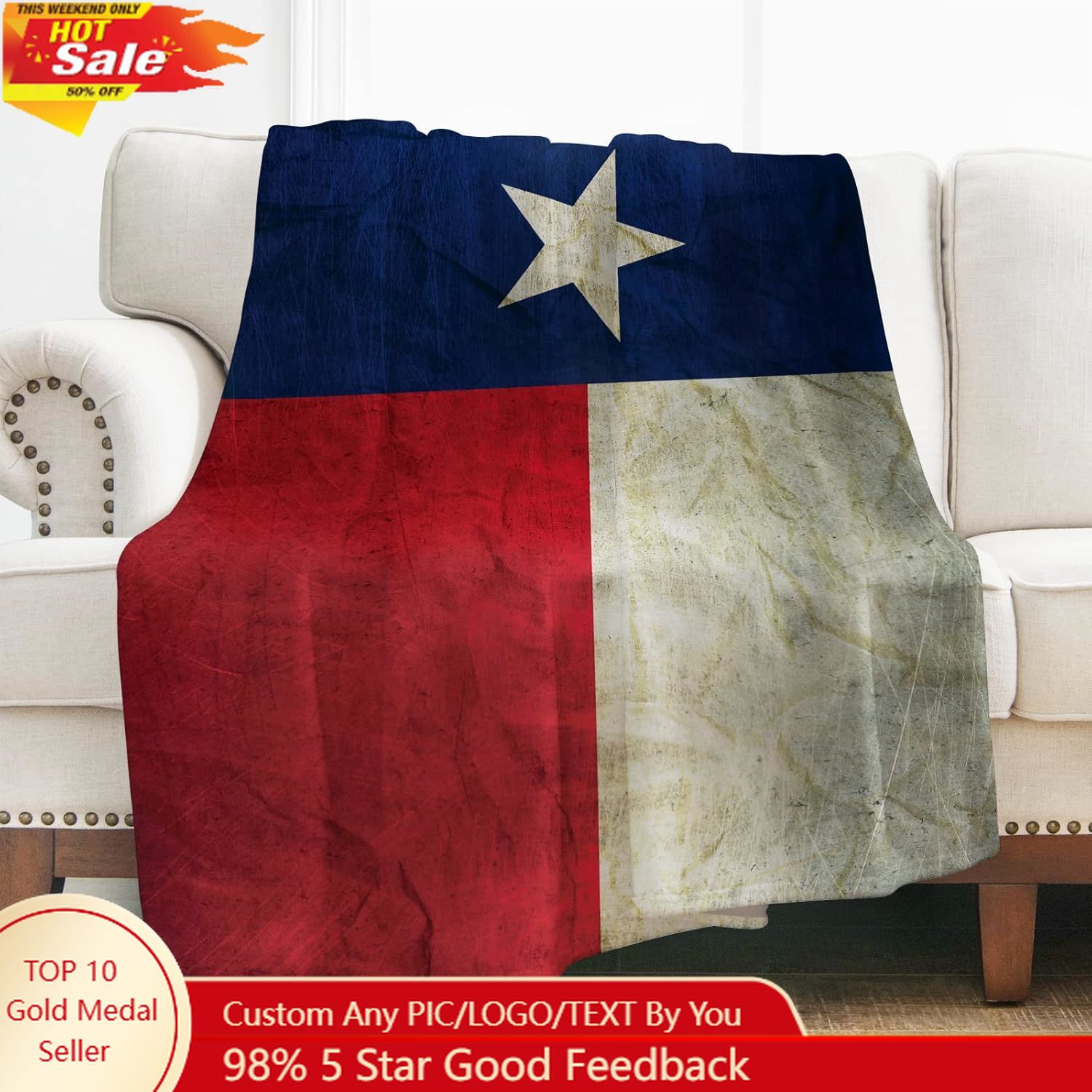 Home Decor Sofa - Levens Teksas Bayrağı Atma Battaniyesi Kadınlar