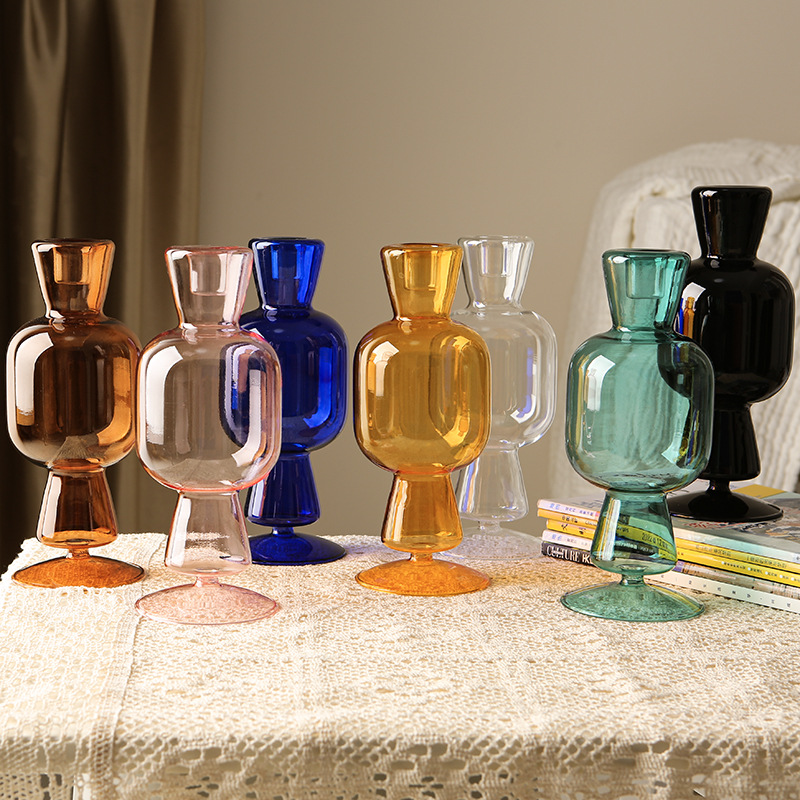 Glass Vase Nordic - İskandinav çift amaçlı cam şamdan tomurcuk