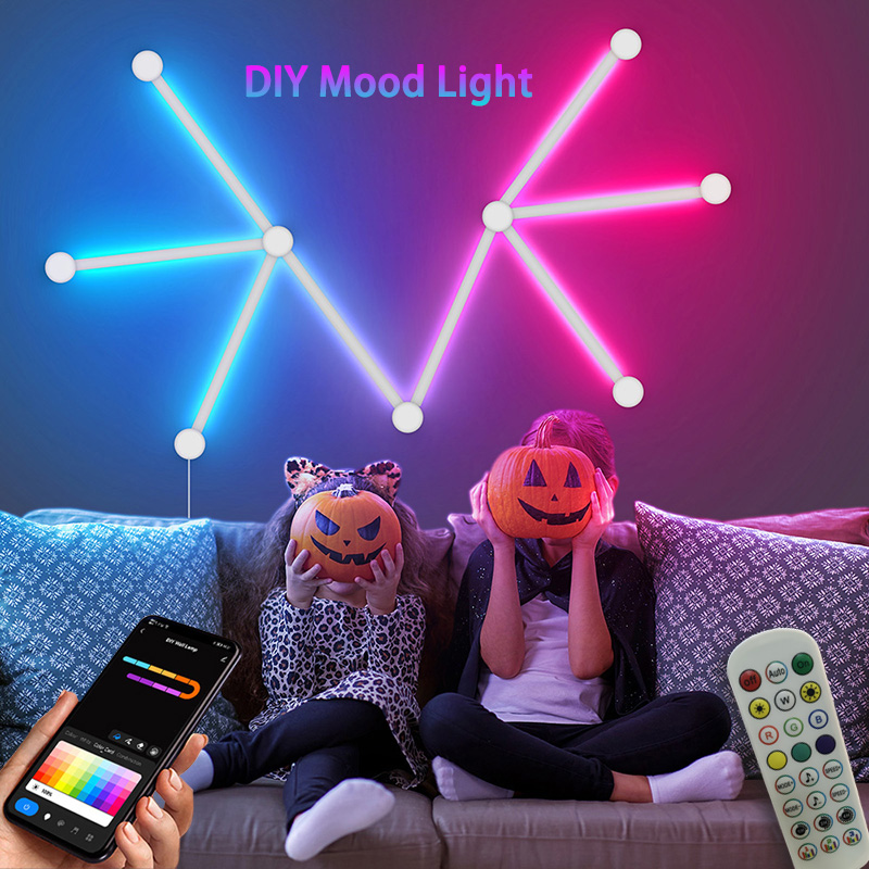 Home Decor Rustic - Akıllı RGB Duvar Lambası, Müzik Partisi