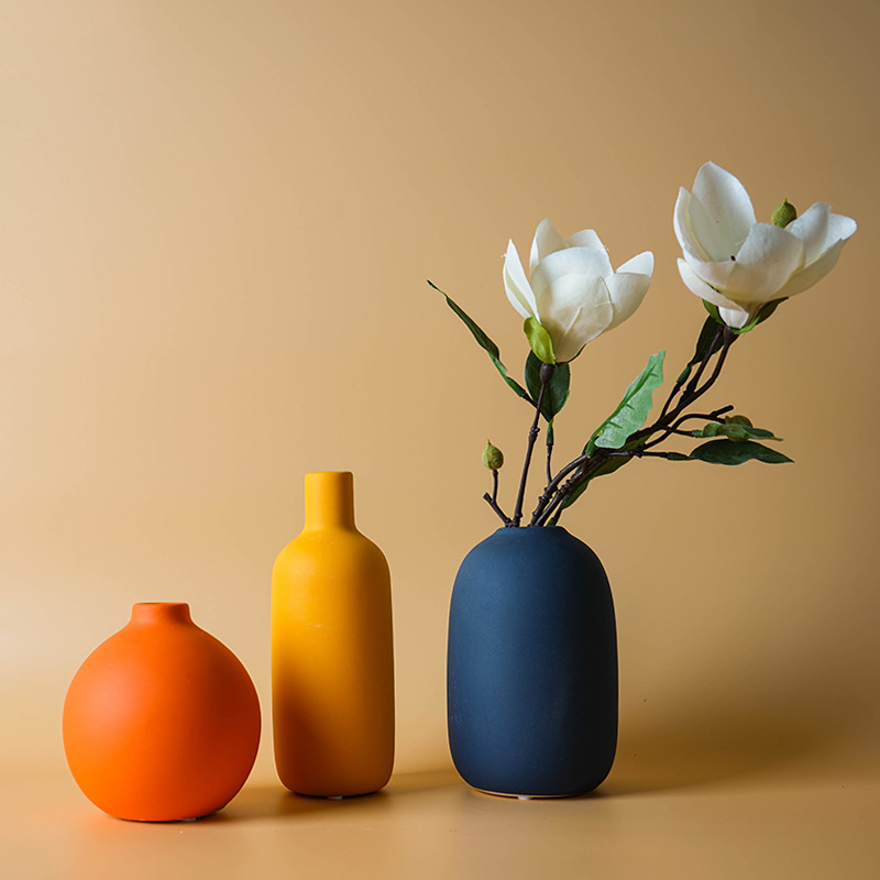 Glass Vase Nordic - İskandinav seramik vazo düz renk basit