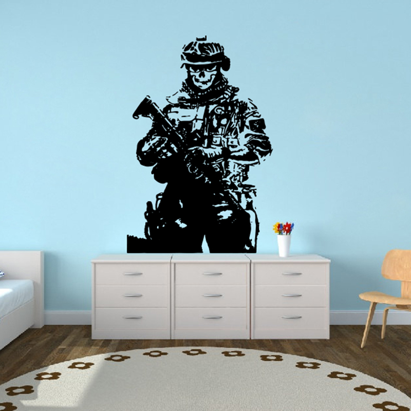 Home Decor Vinyl Flooring - Solider keskin nişancı kafatası savaş duvar