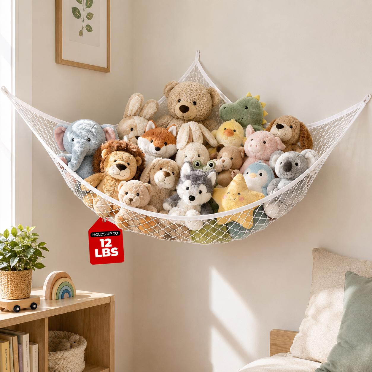 Home Decor Rustic - Fileli Oyuncak Saklama Hamağı Asılı Peluş