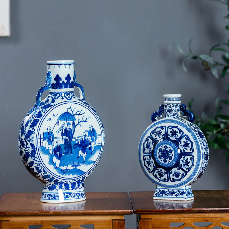 Home Decor White - Mavi Beyaz Düz Ay Şekli Seramik