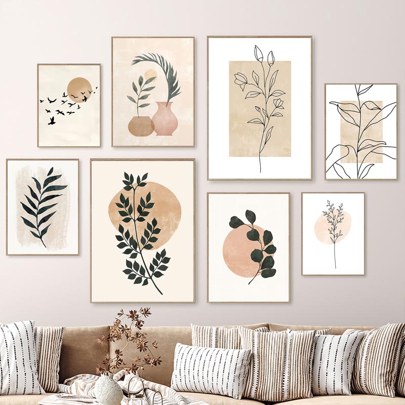 Home Decor Foto - Boho posterler doğal bitki kuş güneş