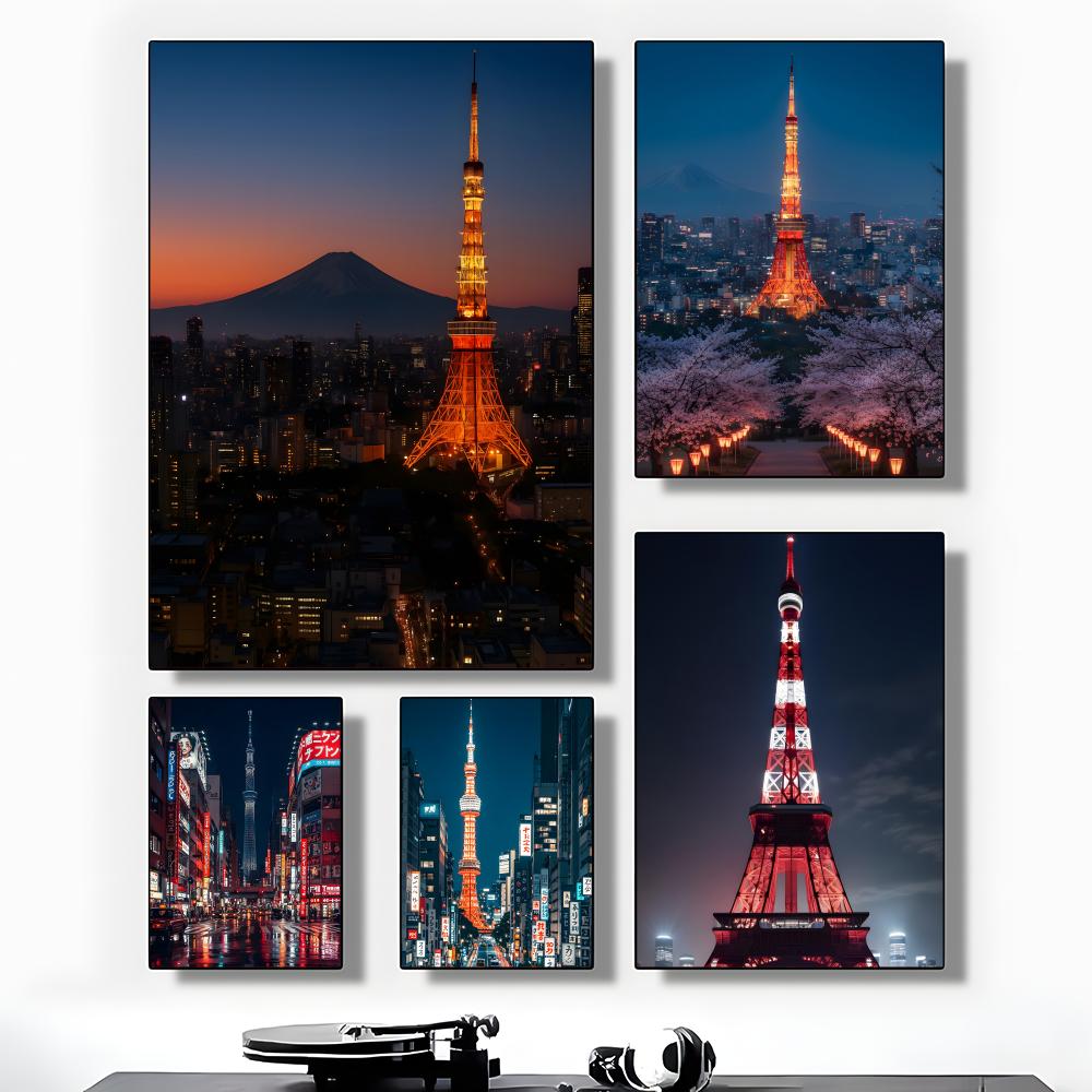 Home Decor Tokyo - Tokyo Kulesi Gece Görünümü Simgesel Yapı