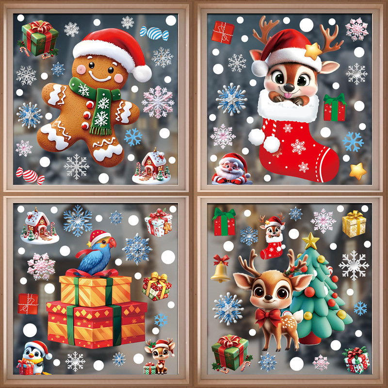 Home Decor Store - Noel Şenlikli PVC Statik Cam Çıkartmaları