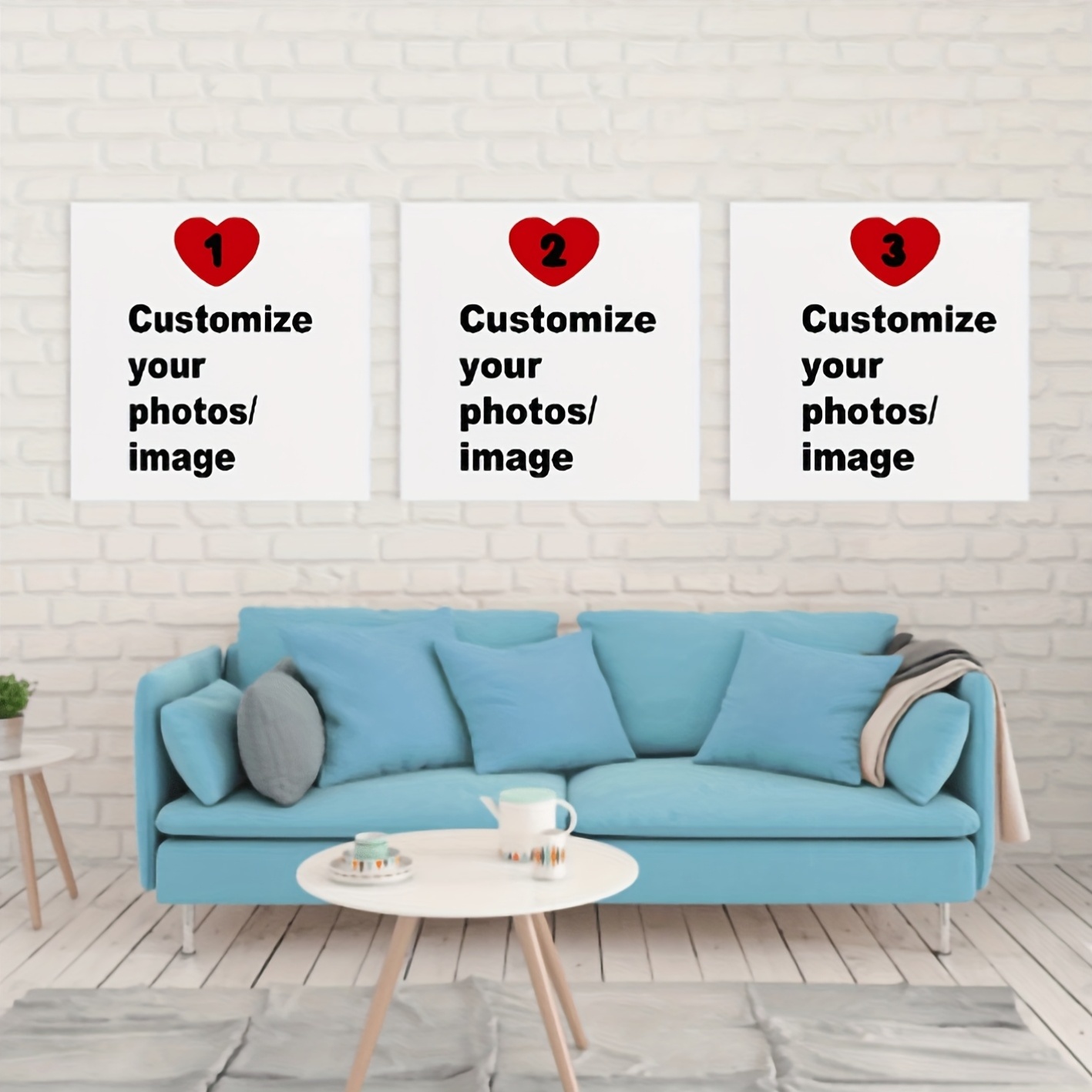 Home Decor Foto - 3'lü/set Özel Kare Kanvas Poster Kişiselleştirilmiş