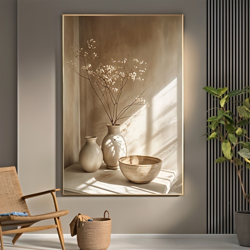 Home Decor Vase - Art Deco Retro Çiçek Vazo Kanvas
