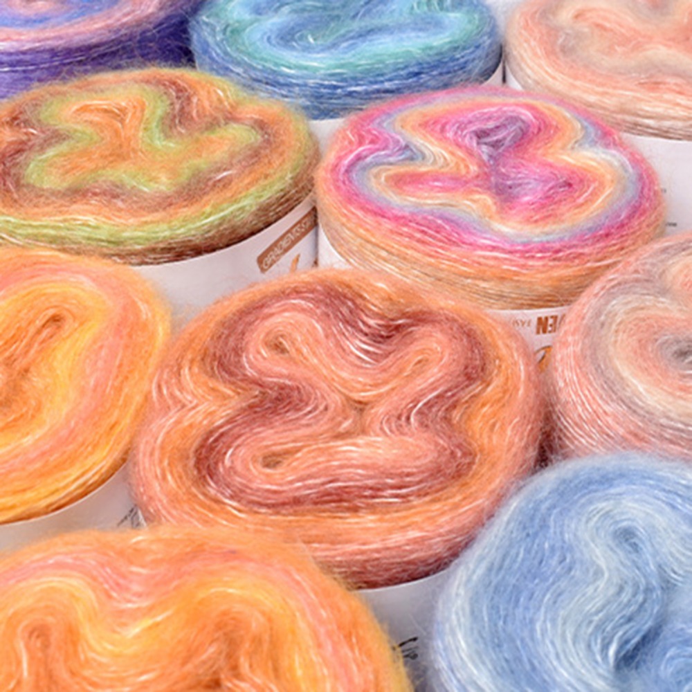 Yarn Home Decor - 250M gökkuşağı degrade renk kek iplik