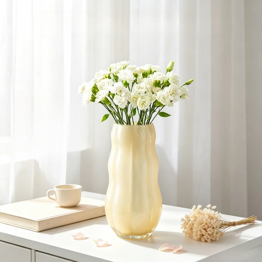 İskandinav Dalgalı Buzlu Cam Ç - Glass Vase Nordic incelemesi ve fiyatı