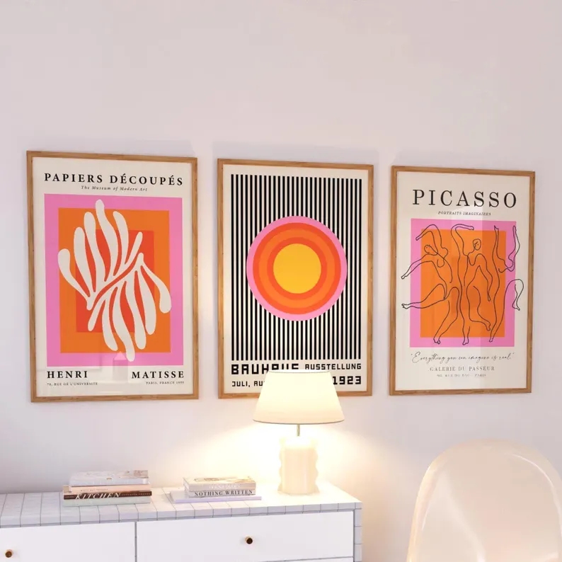3 adetModern Turuncu Bauhaus V - Home Decor Foto incelemesi ve fiyatı