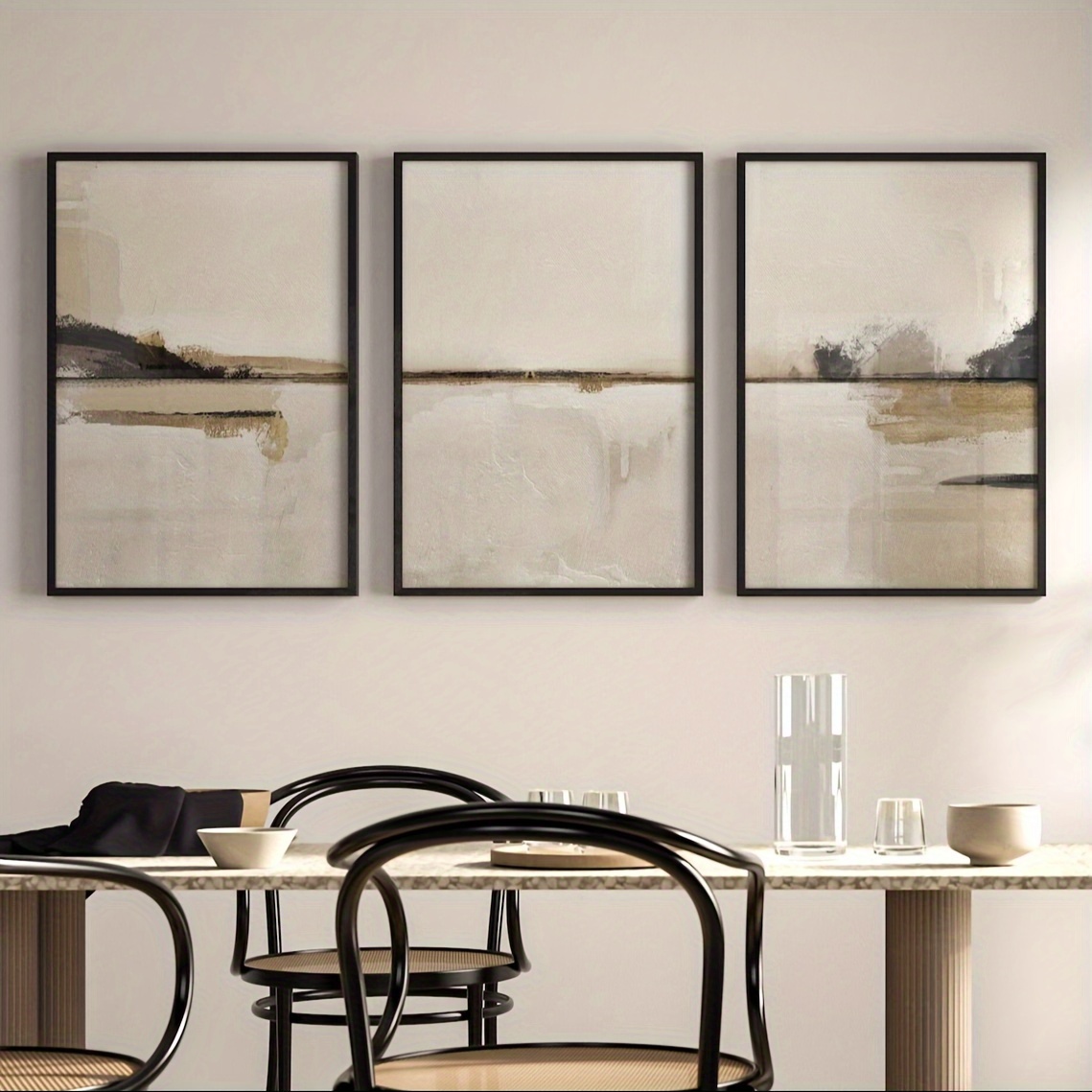 3'lü Set Nötr Soyut Geometrik  - Home Decor Japandi incelemesi ve fiyatı