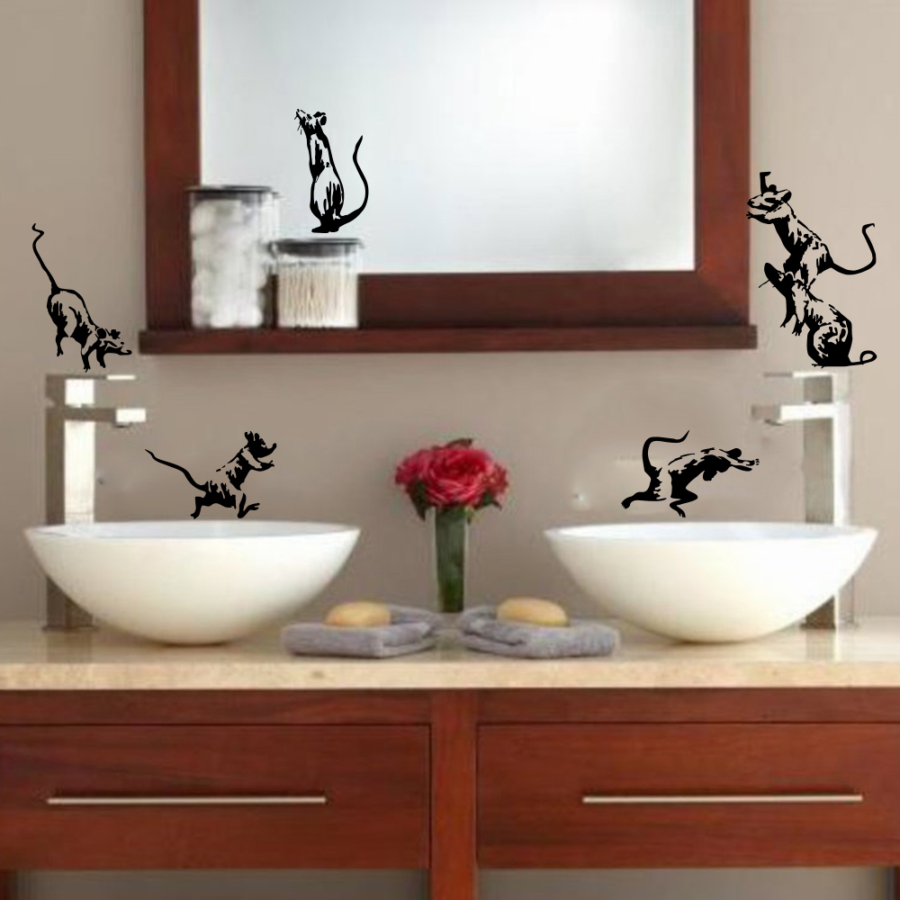 5 adet Banksy tuvalet Rats duv - Home Decor Vinyl Flooring incelemesi ve fiyatı