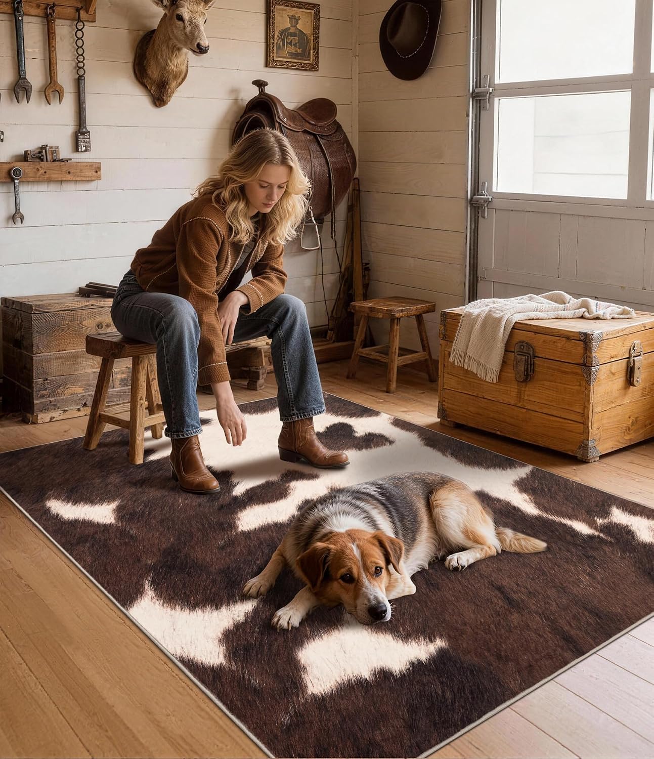 Kahverengi Suni Deri Halı, Yum - Cowhide Rug Faux incelemesi ve fiyatı
