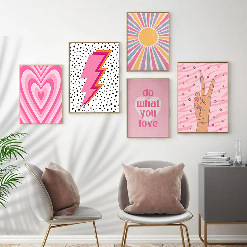 Soyut Pembe Yıldırım Degrade A - Home Decor Japandi incelemesi ve fiyatı